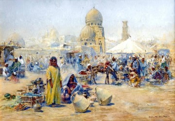  Araber Art Painting - An oriental street bazaar Alphons Leopold Mielich Araber